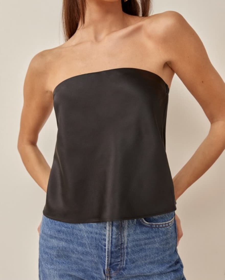 Reformation Strapless Silk Top - Image 3