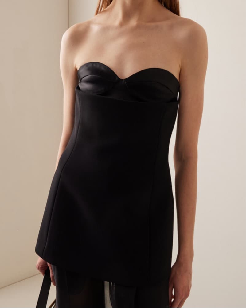 KHAITE Black Ayla Crepe Bustier Top - Image 1