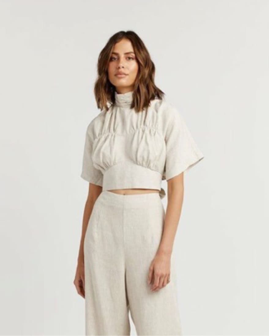 Dissh Rome White Linen Crop Top  - Image 3