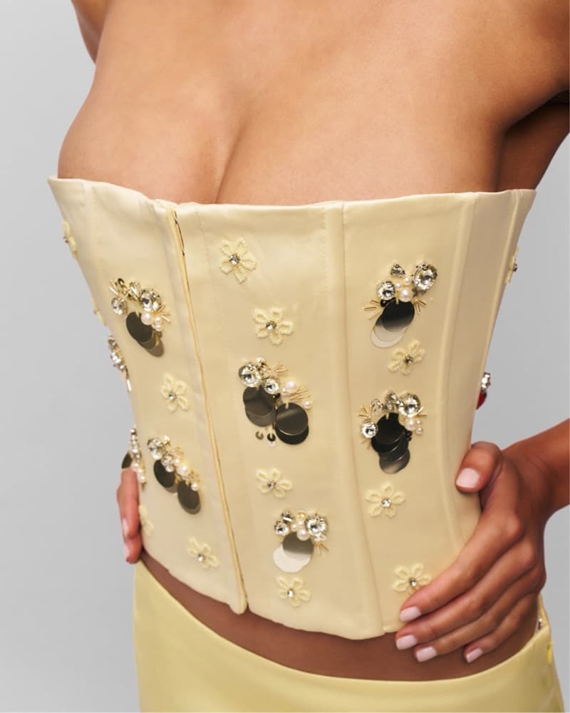 Guizio Embellished Satin Corset - Image 2