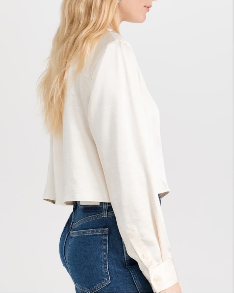 Good American Cropped Ivory Blouse - Image 3
