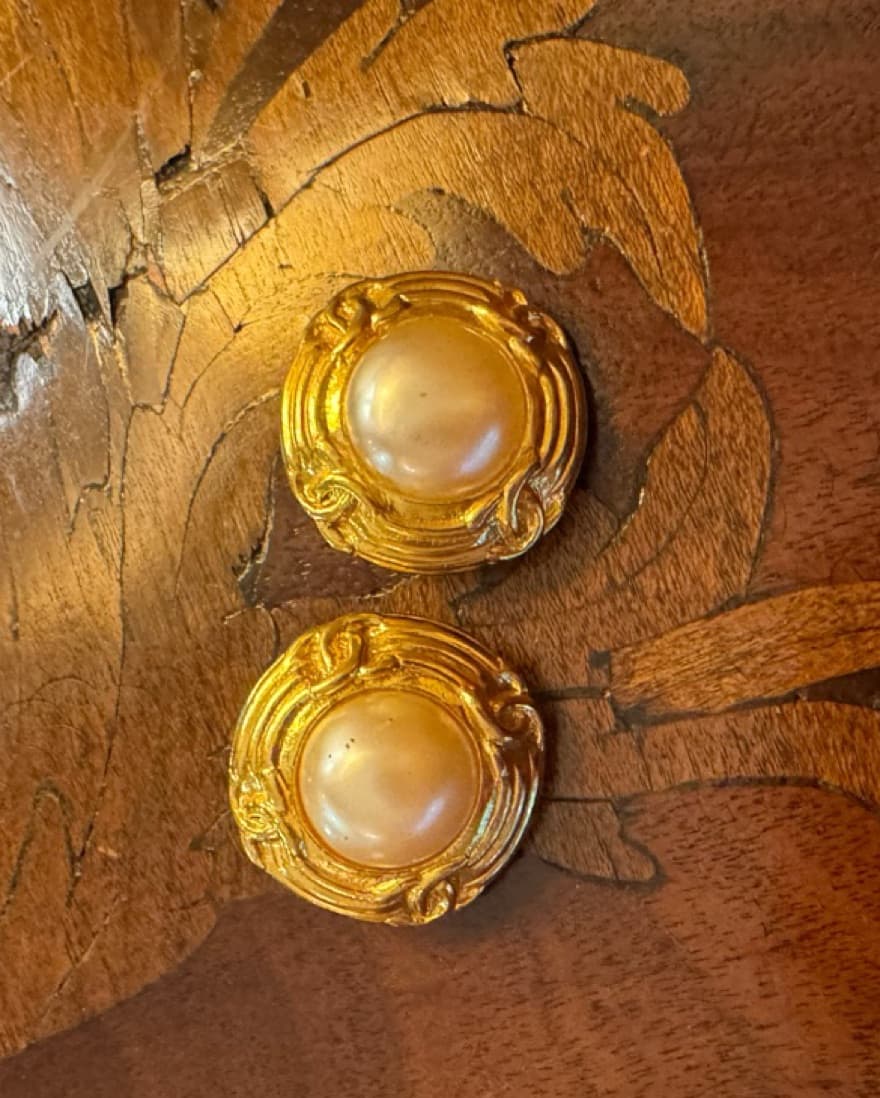 Vintage Chanel Button Earring - Image 3