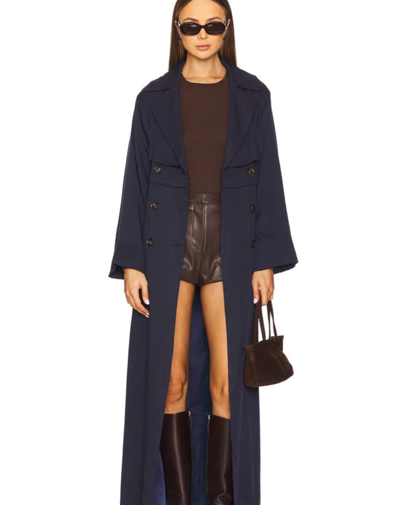 SNDYS Victoria Trench Coat In Navy Blue  - Image 2