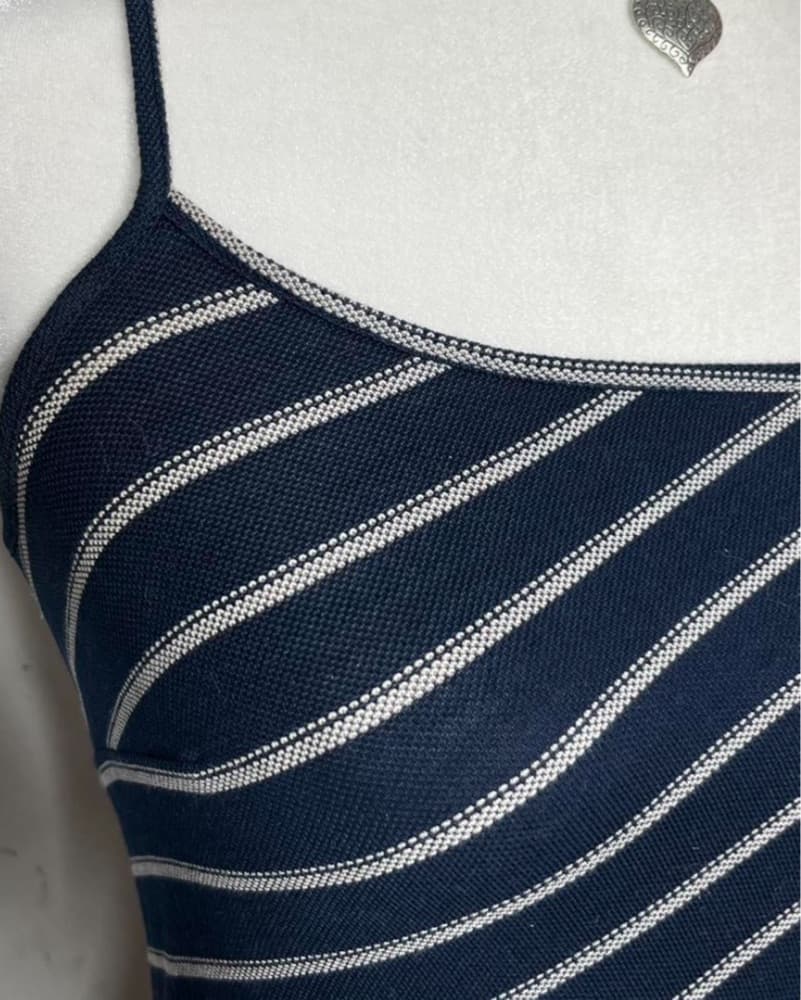 Blue and white knit summer long dress - Image 3
