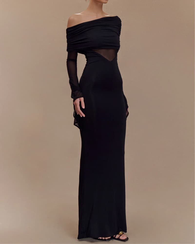 Kaitlin One Shoulder Slinky And Mesh Max - Image 4