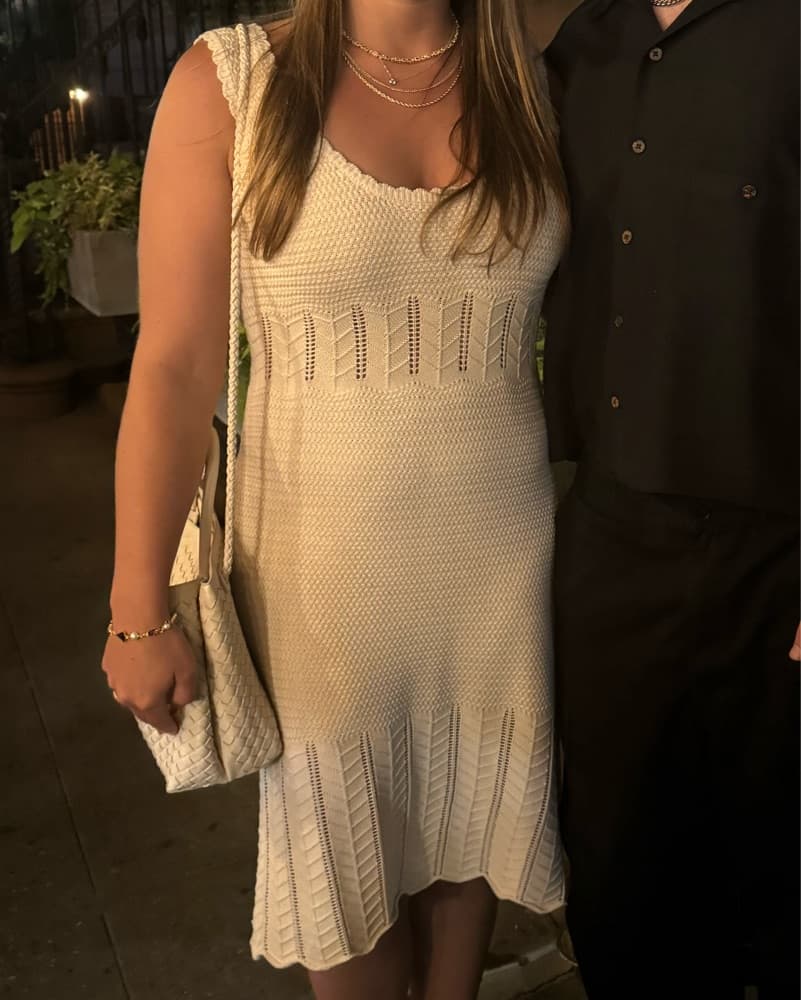 Elegant Crochet Knit Midi Dress - Image 1