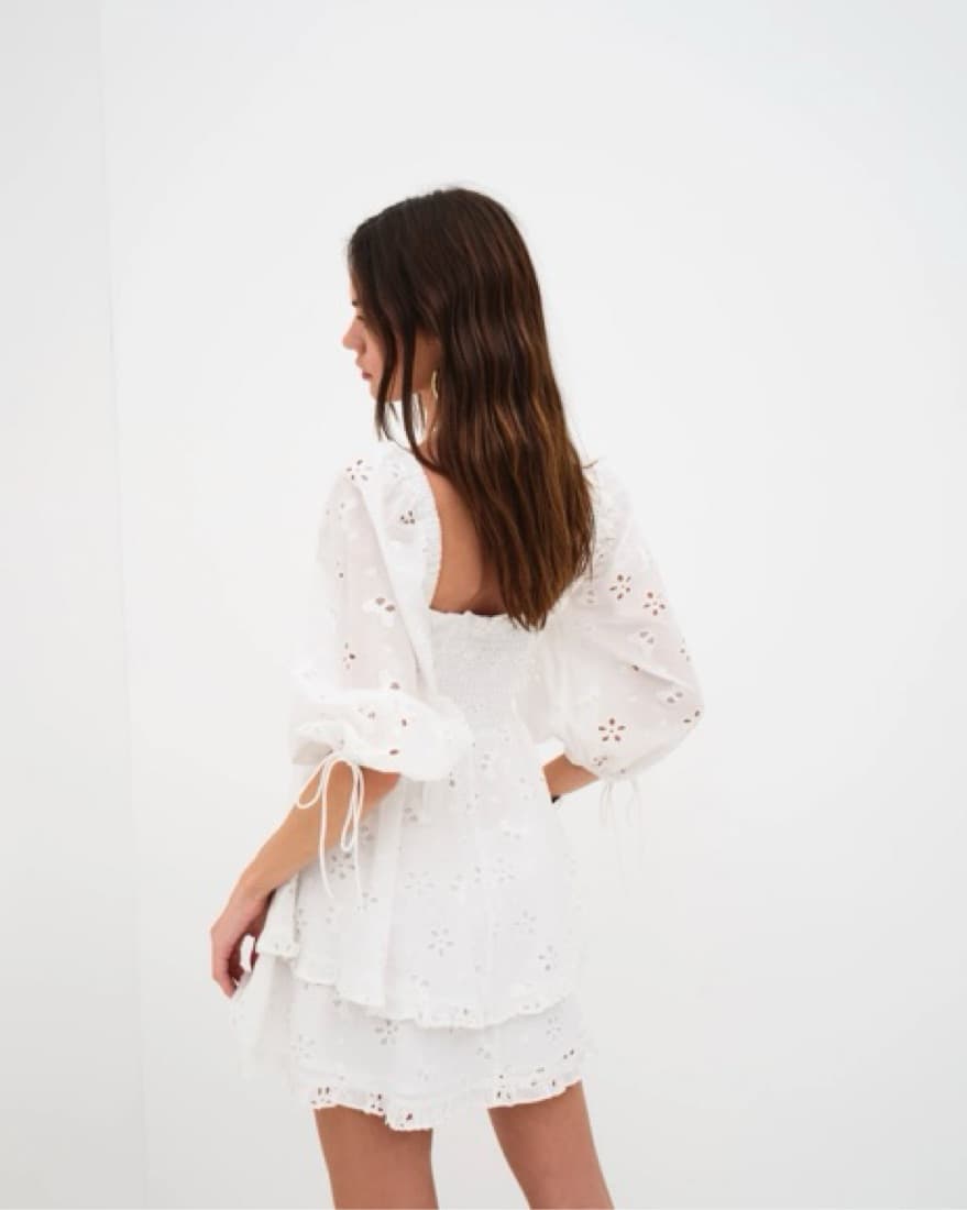 Fletcher mini dress puff sleeve eyelet - Image 2
