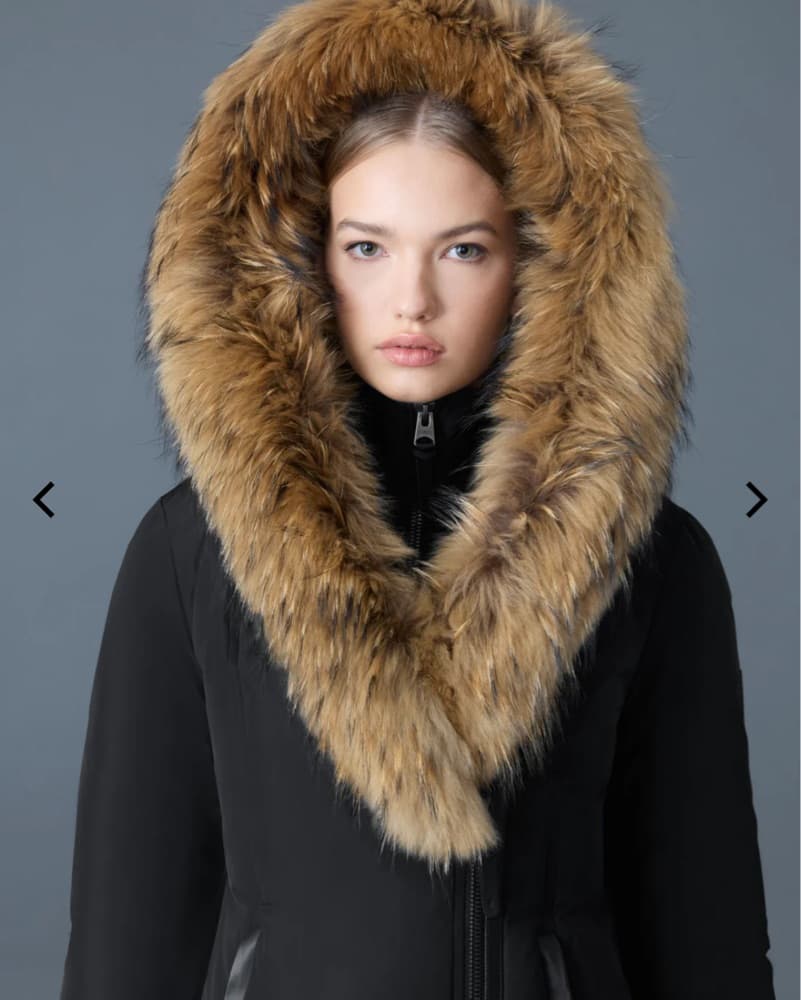 Mackage Black Down Parka Coat With Fur  - Image 3
