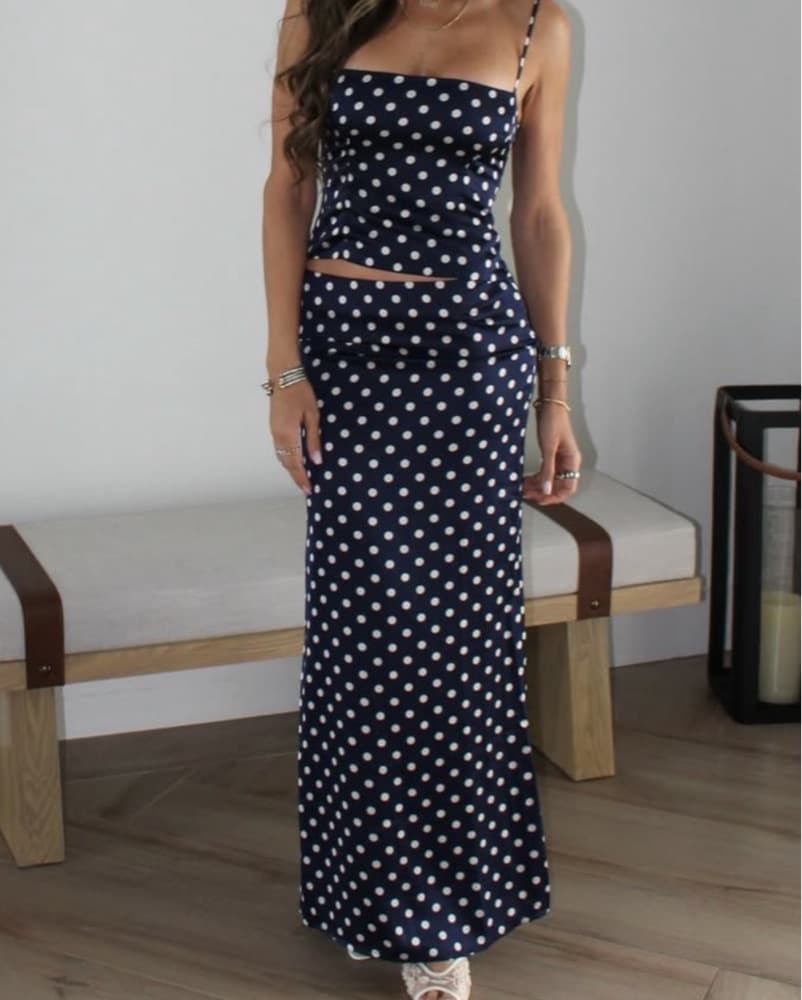 Navy Polka Dot Maxi Set - Revolve  - Image 3