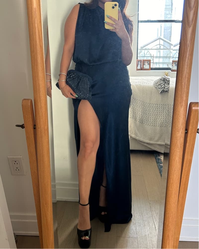 Amanda Uprichard Navy Silk Gown - Image 4