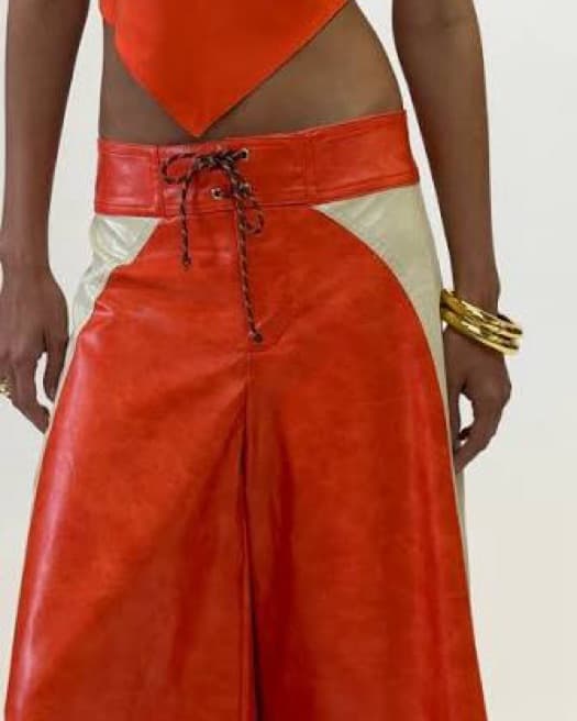 Eliou Orange Leather Surfa Capris - Image 4