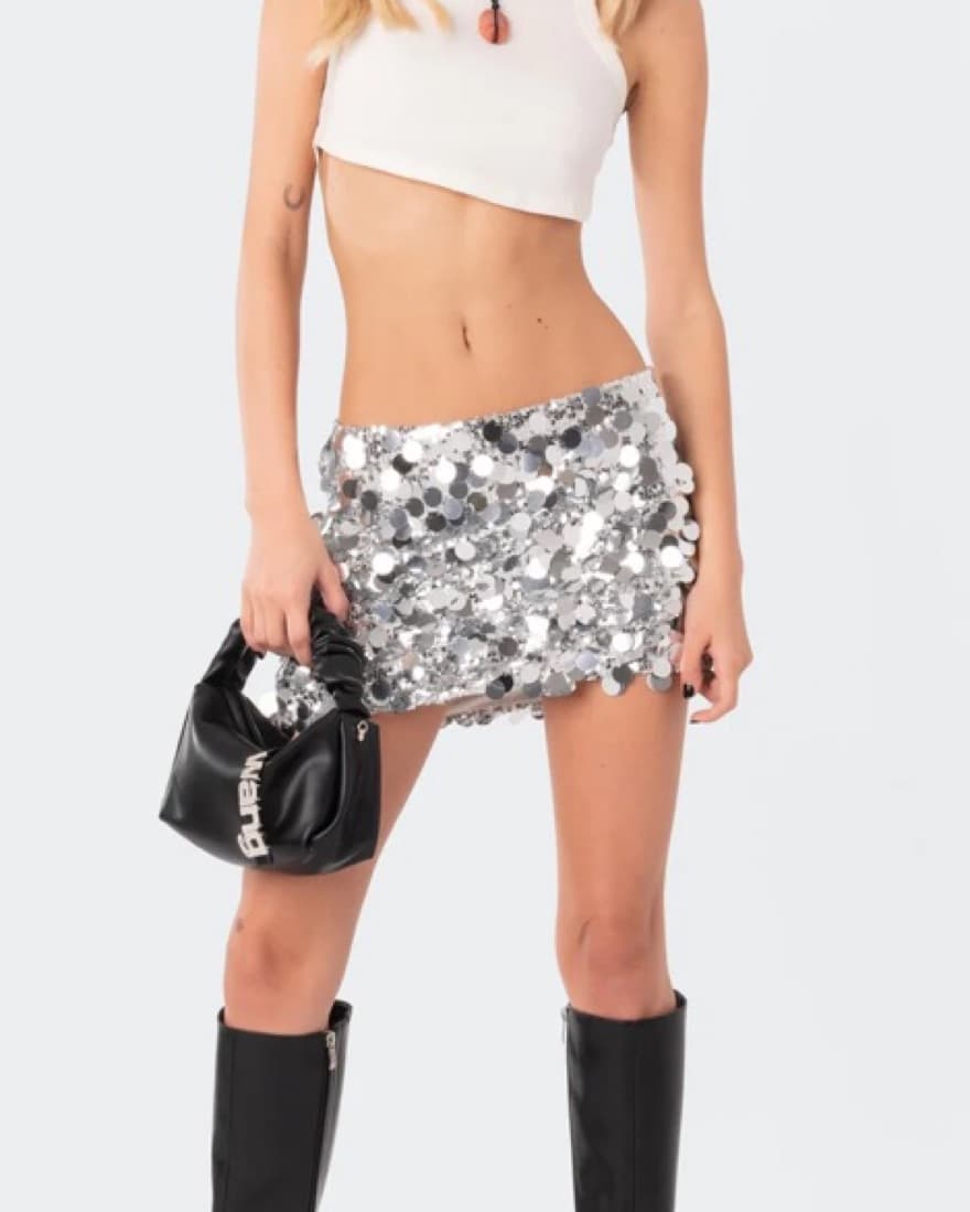 Sequin Low Rise Mini Skirt - Image 2