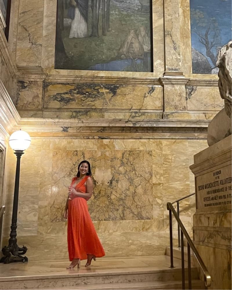 Pleated Red Maxi Dress - Image 2