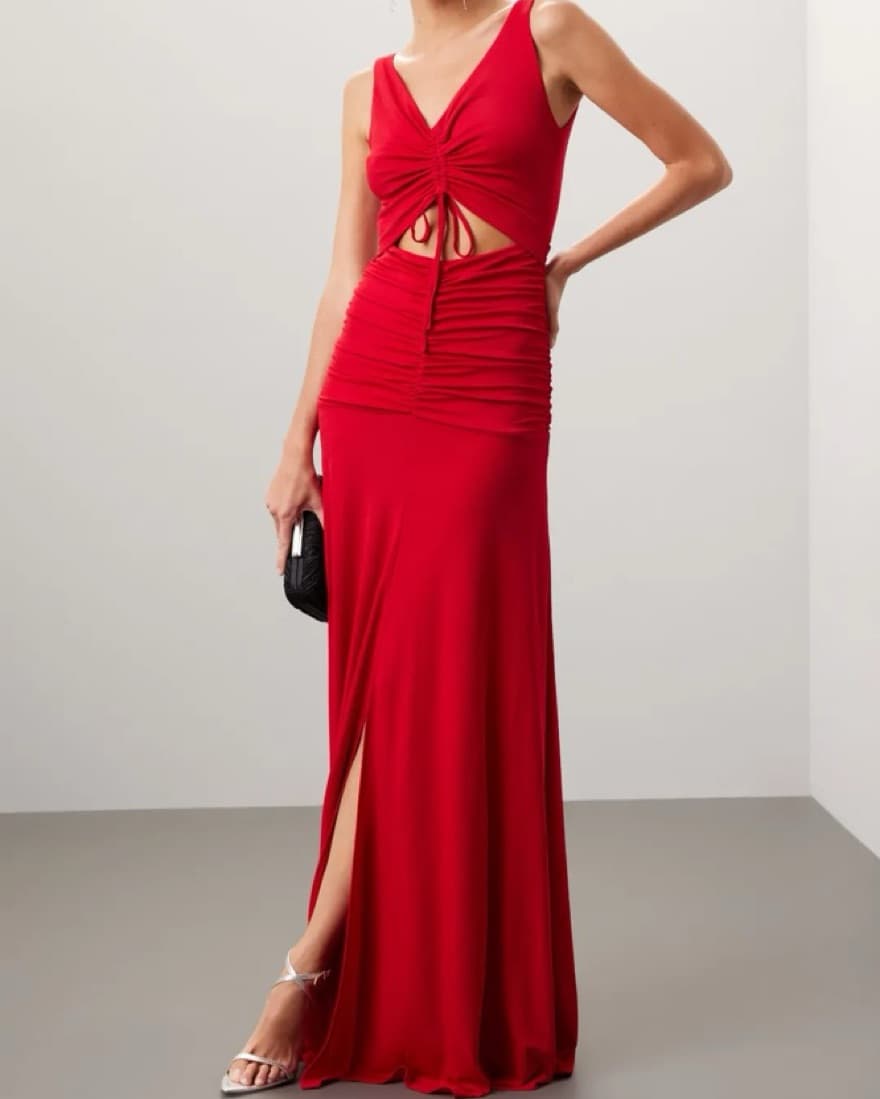ZAC POSEN Cutout Jersey Gown in Red - Image 1