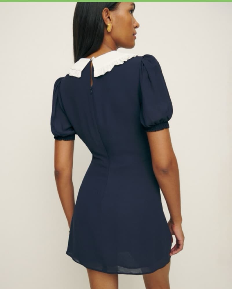 Reformation Kalia Navy Collar Dress Mini - Image 4
