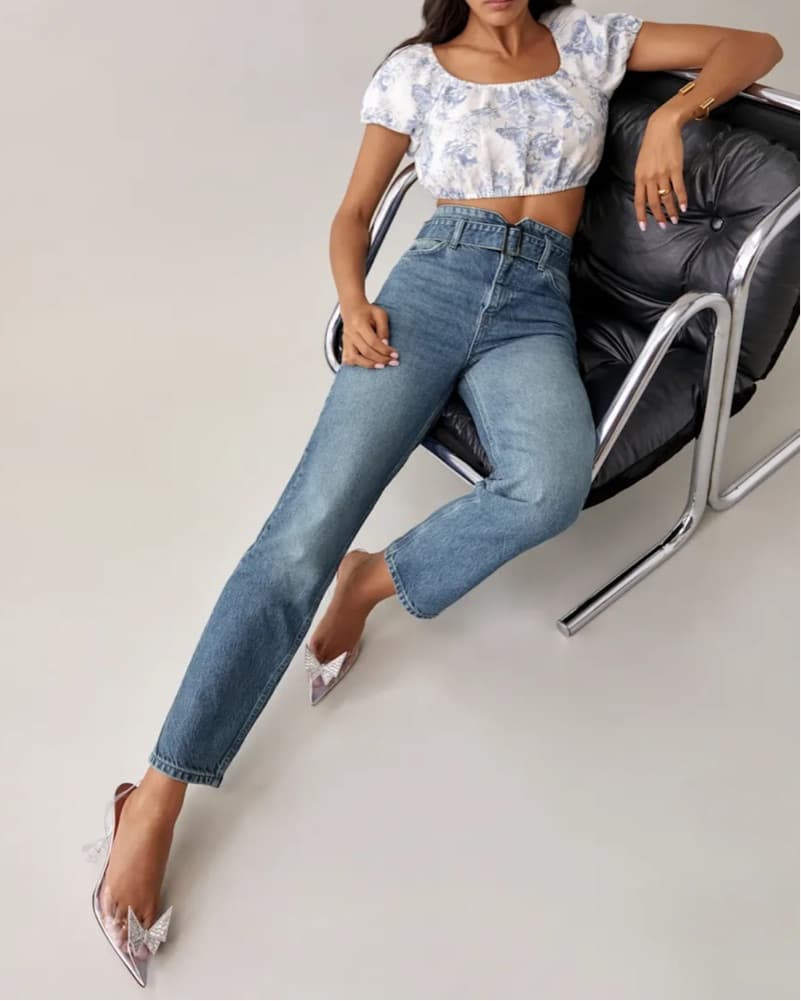 Reformation Belted High Rise Jeans - Image 2