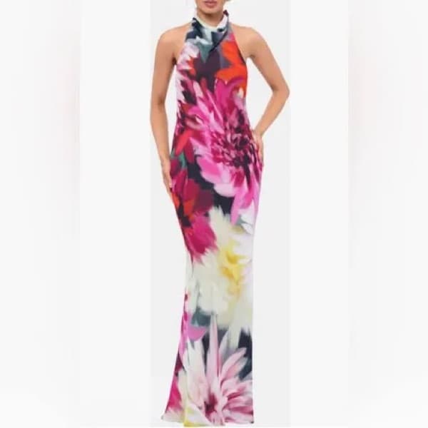 Floral Halter Neck Gown - Image 1