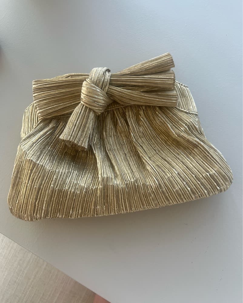 Loeffler Randal Gold pleated Clutch  - Image 4