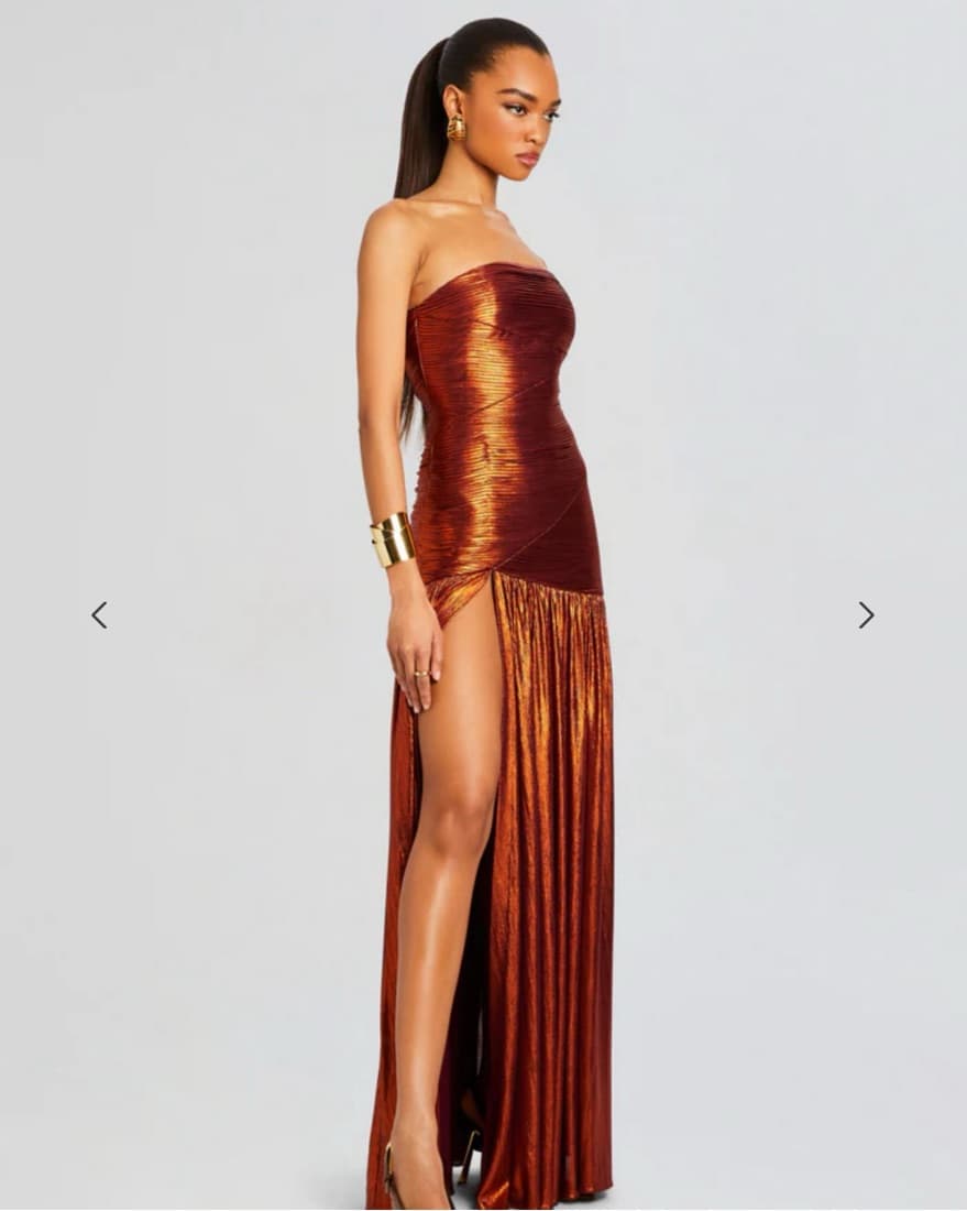 Retrofete Strapless Rust Dress  - Image 3