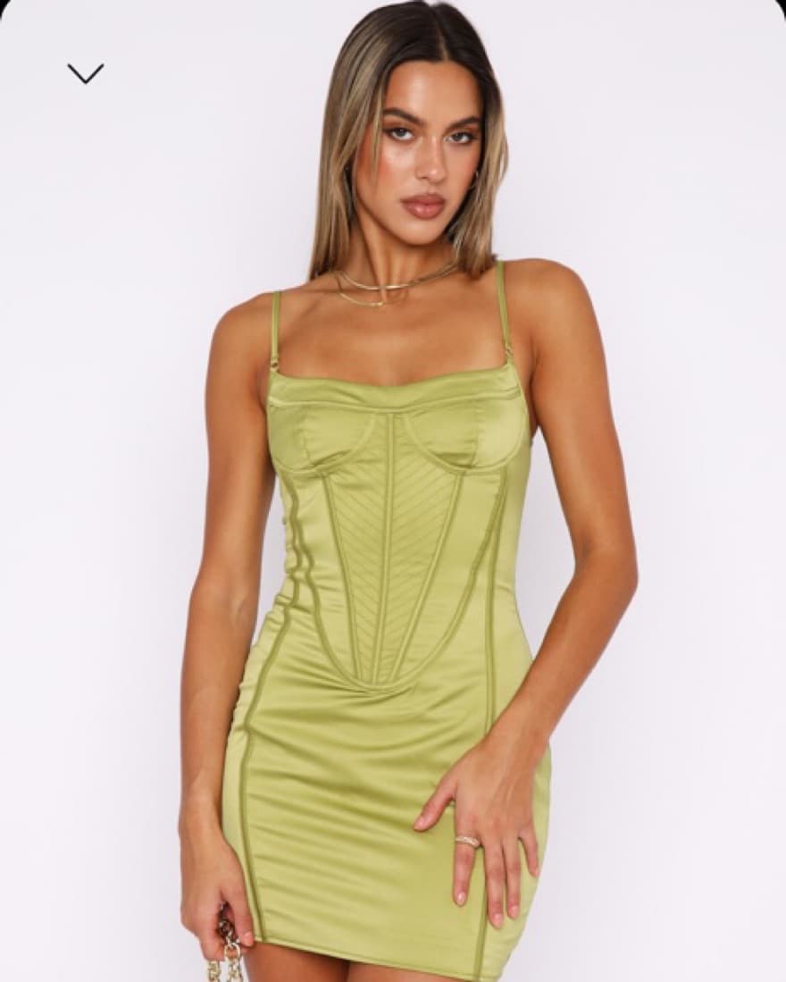 Green Satin Corset Dress - Image 1