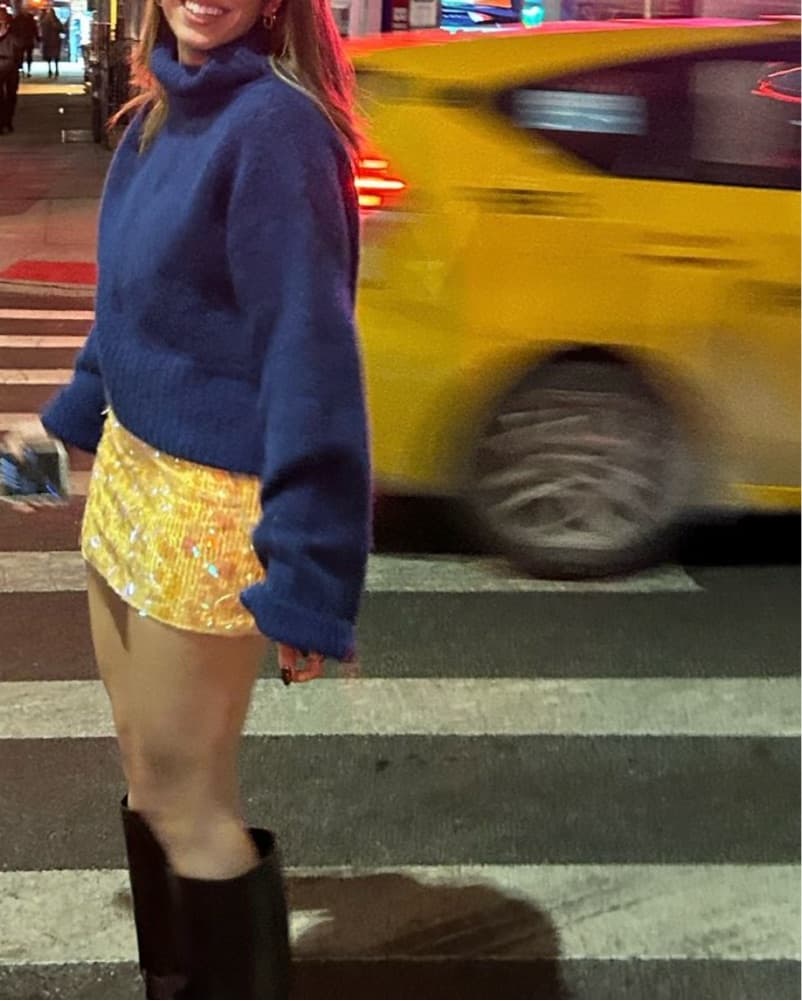 Low Waist Yellow Sequin Skirt - Image 3