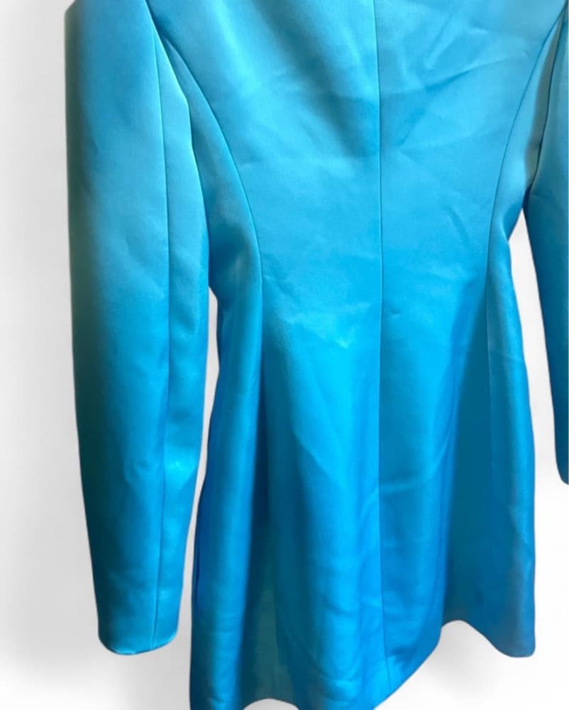The Attico Blue Satin Wrap Mini Dress - Image 5