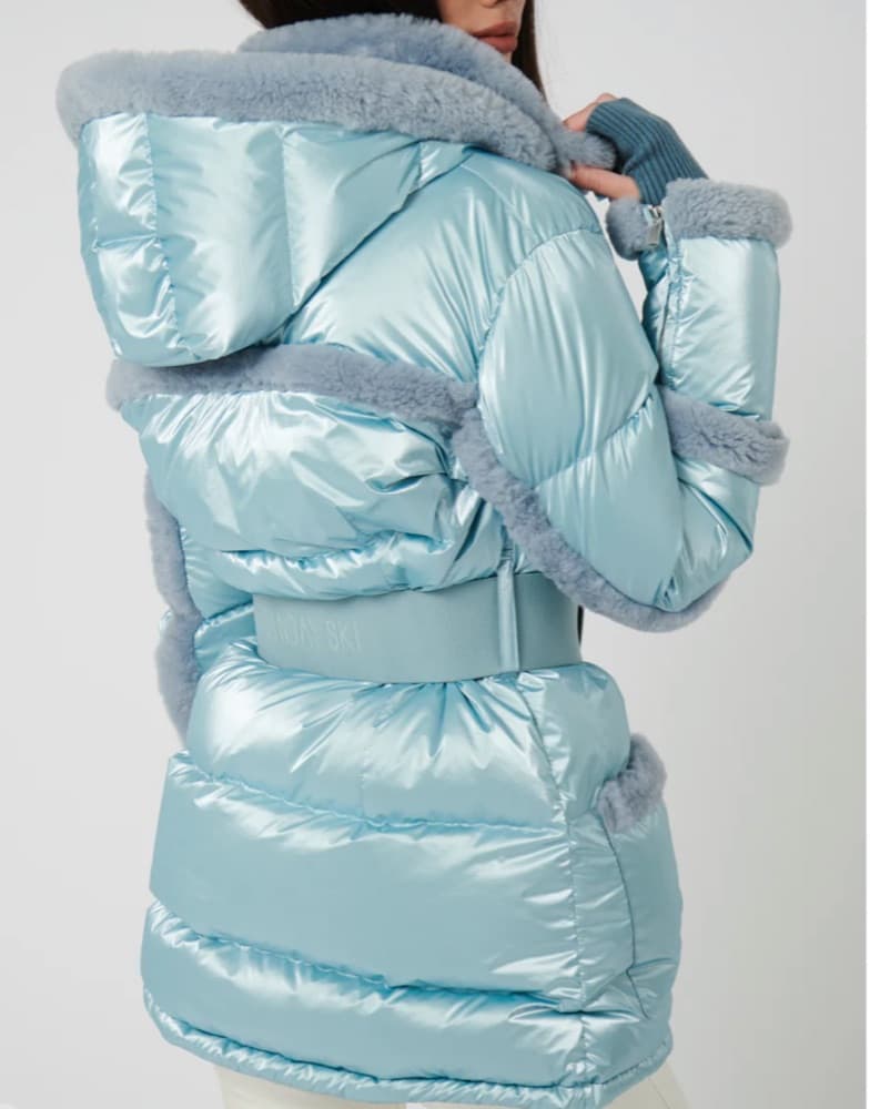 My Sunday Sky Blue Down Fur Ski Coat L - Image 2