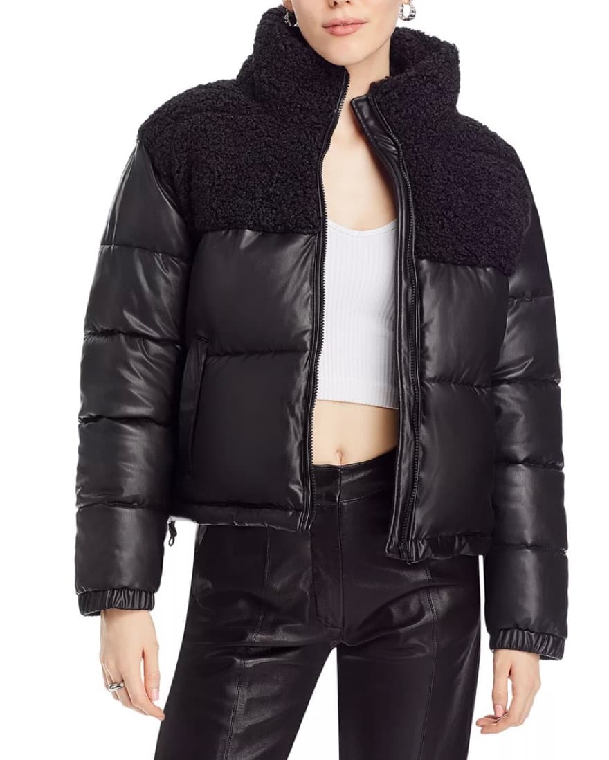 AQUA LEATHER AND SHERPA PUFFER - Image 1