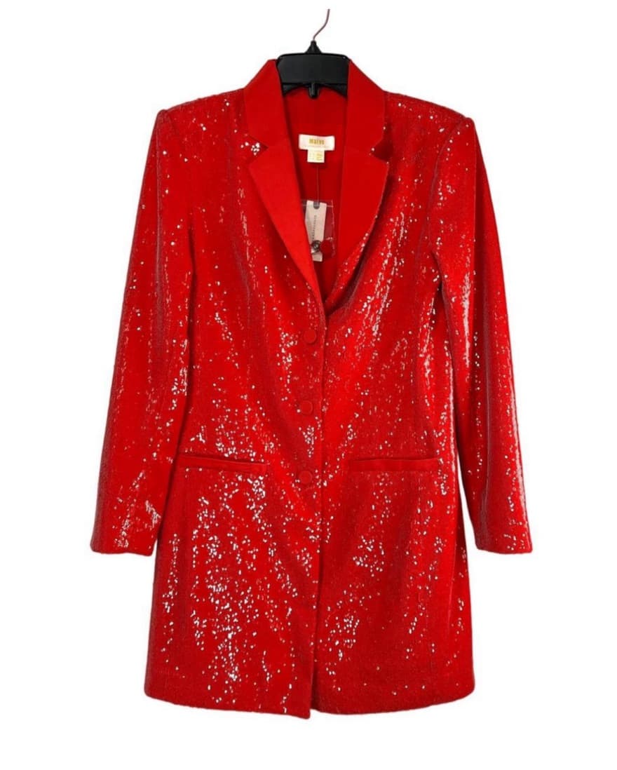 Red Sequin Blazer Dress - Image 1