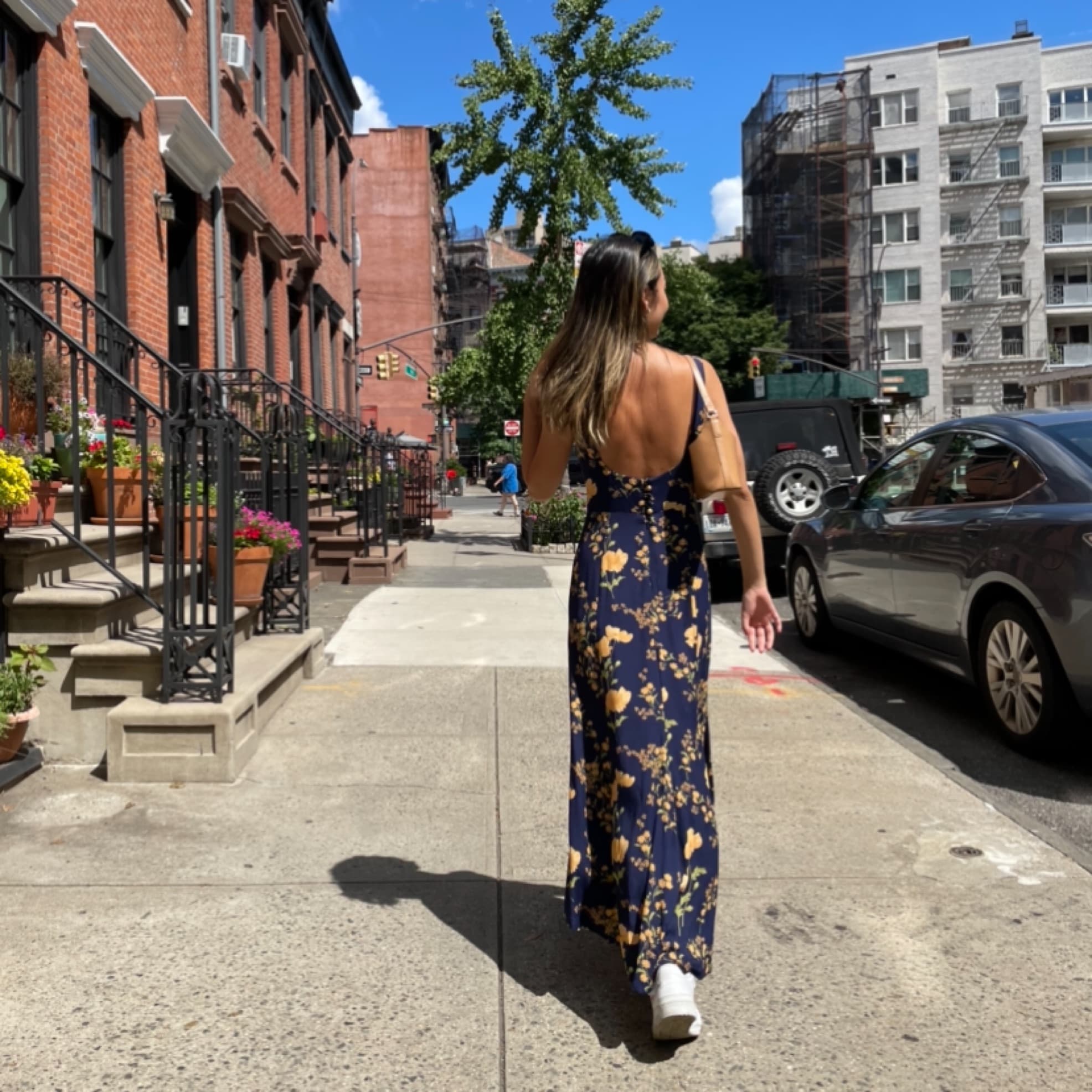Reformation Blue Floral Dress - Image 3
