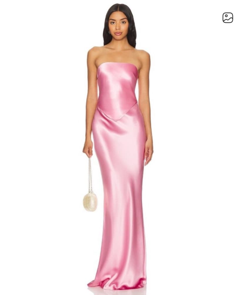 Retrofete Silk Strapless Gown In Pink - Image 1