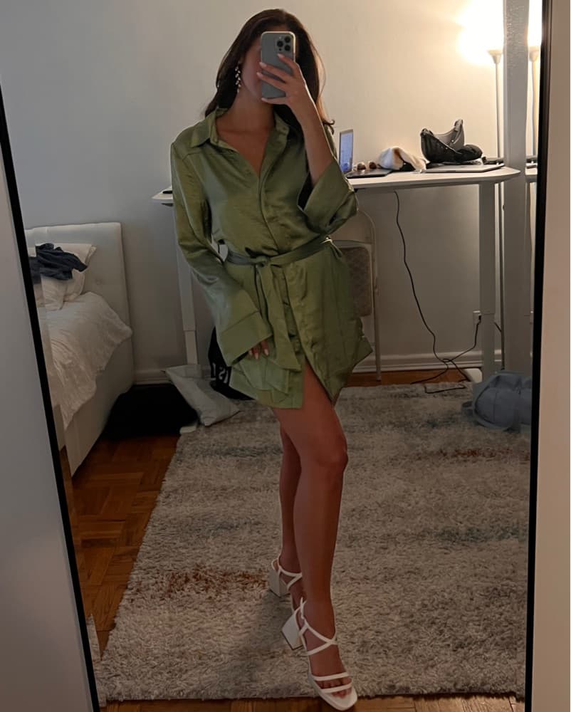Priscilla Mini Dress In Sage - Image 6