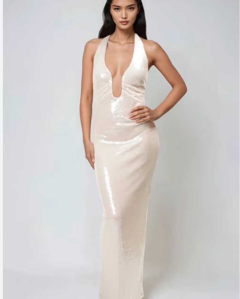 Sequin Halter Maxi Dress - Image 1