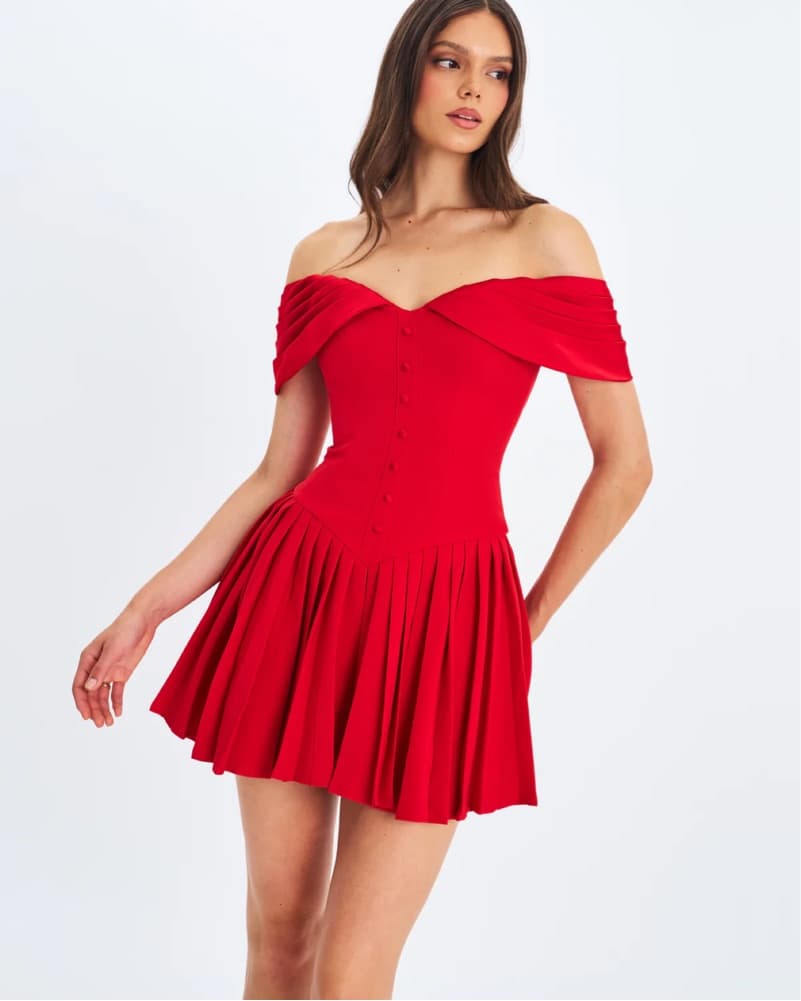 Narelle Crimson Off-Shoulder Sweetheart  - Image 4