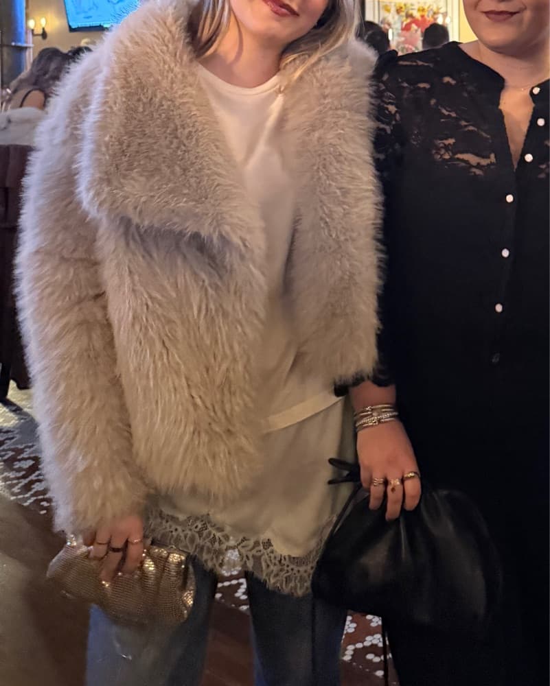 Grey Faux Fur Coat - Image 1