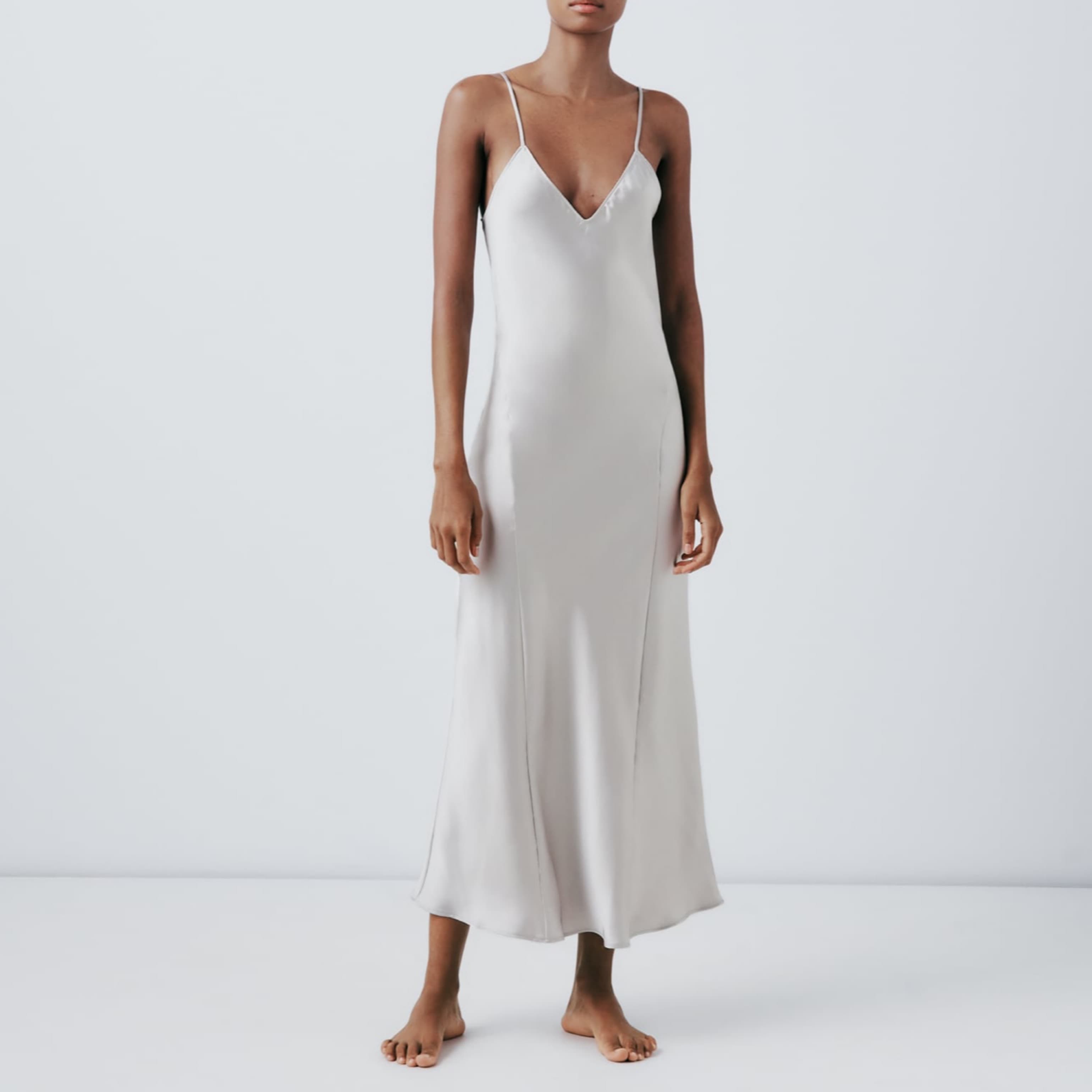Zara Silver Open Back Slip Dres - Image 1