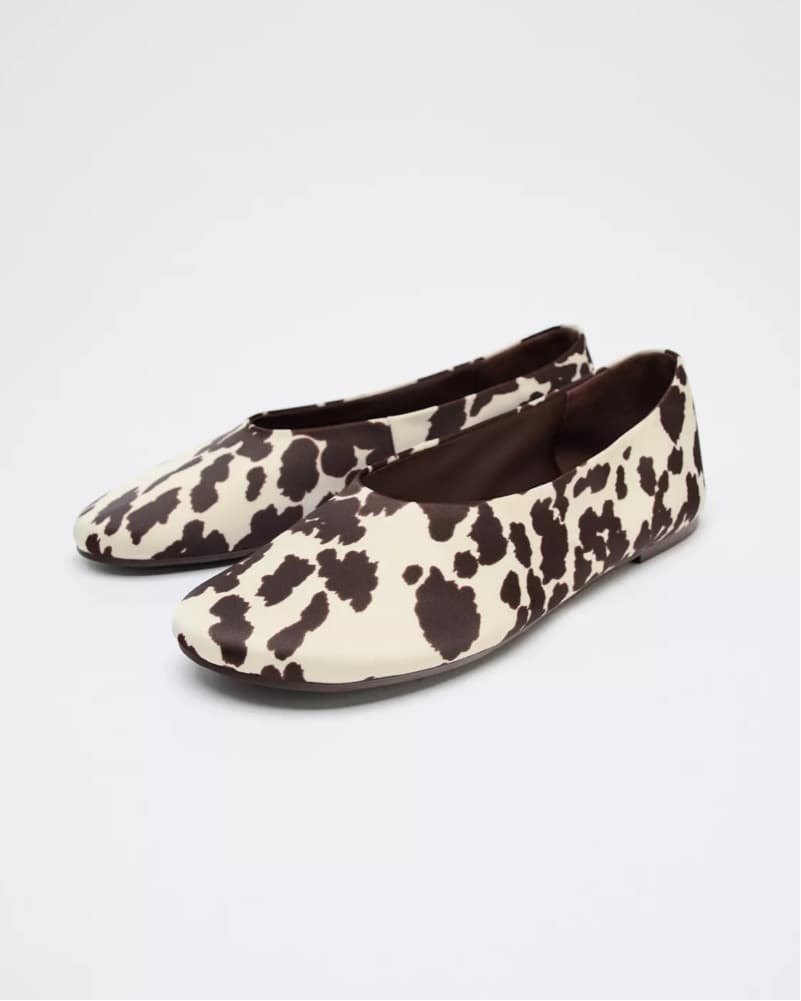 Zara Cow Print Ballet Flats - Image 1