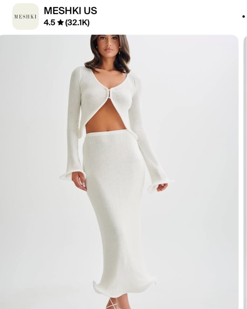 Two Piece White Skirt Set - Image 1