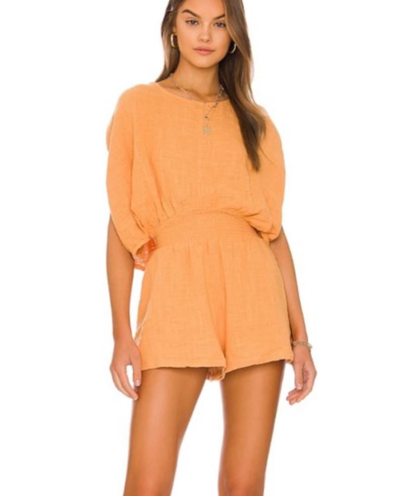 Free People Pietro Tied Orange Romper - Image 1