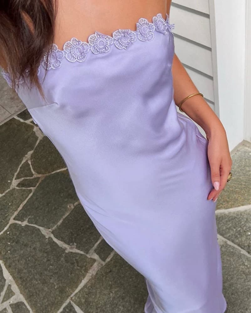 Lavender Satin Maxi Dress - Image 2