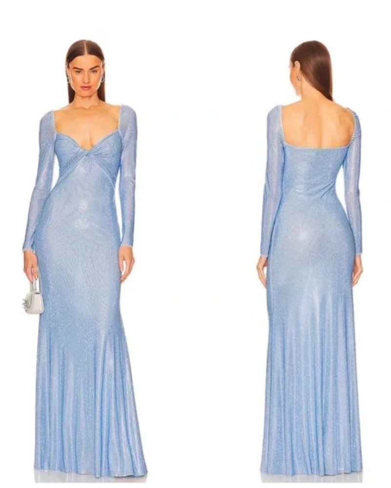Self Portrait Blue Rhinestone Maxi Dress - Image 3