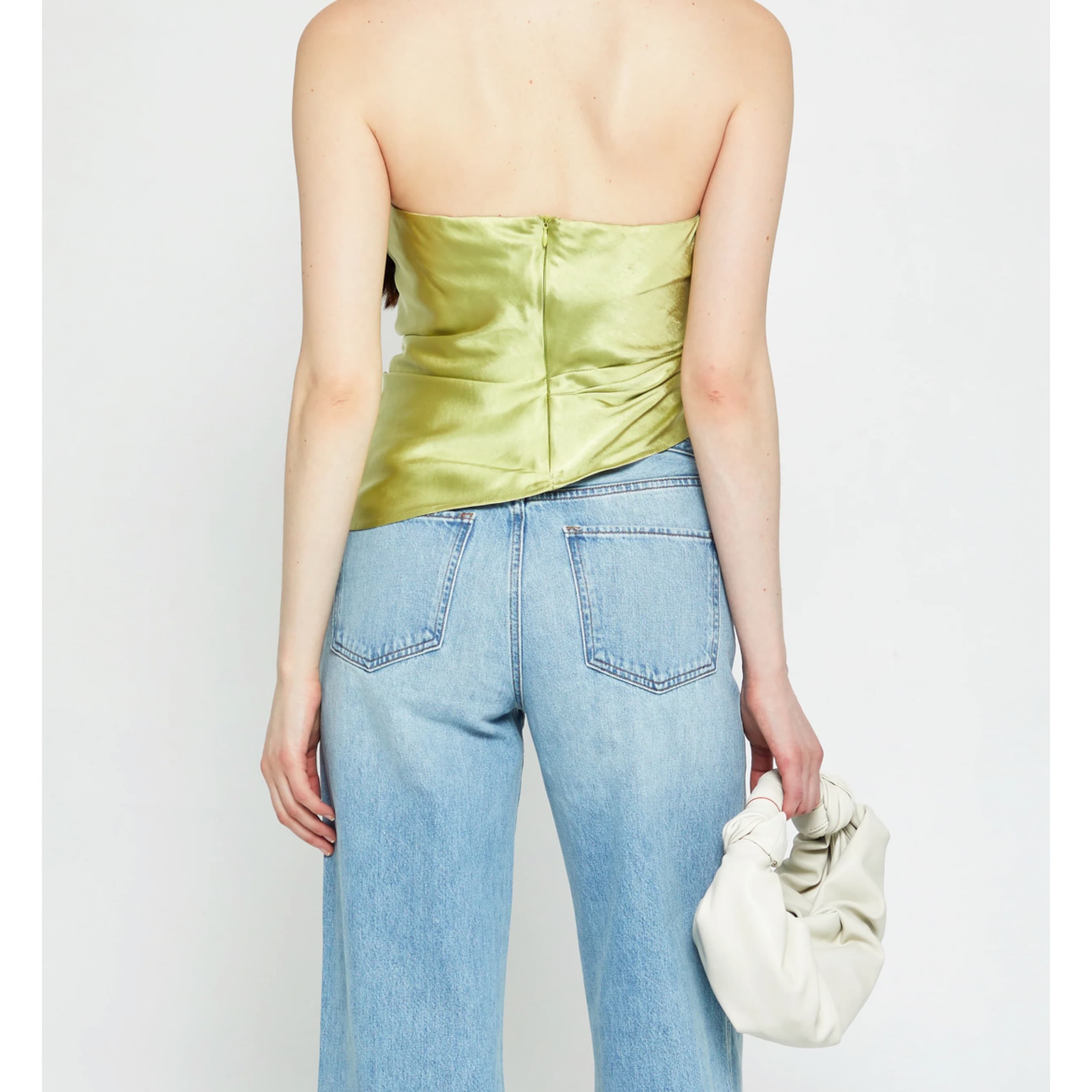 Few Moda Green Strapless Satin Top - Image 2