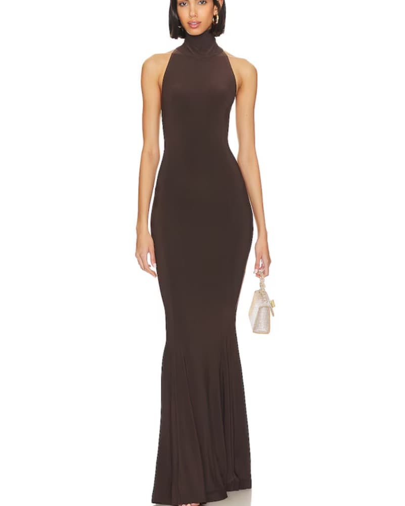 Norma Kamali Halter Turtle Fishtail Gown - Image 1