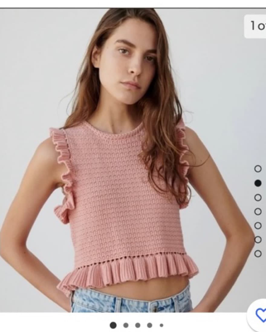 Zara BLUE Ruffled Knit Crop Top  - Image 1