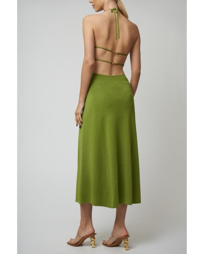 Cult Gaia Midi Halter Dress in Olive - Image 1
