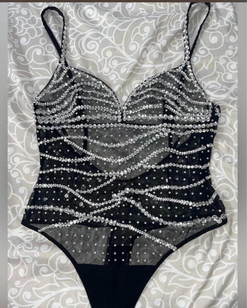 Retrofete Black Crystal Bodysuit S - Image 5