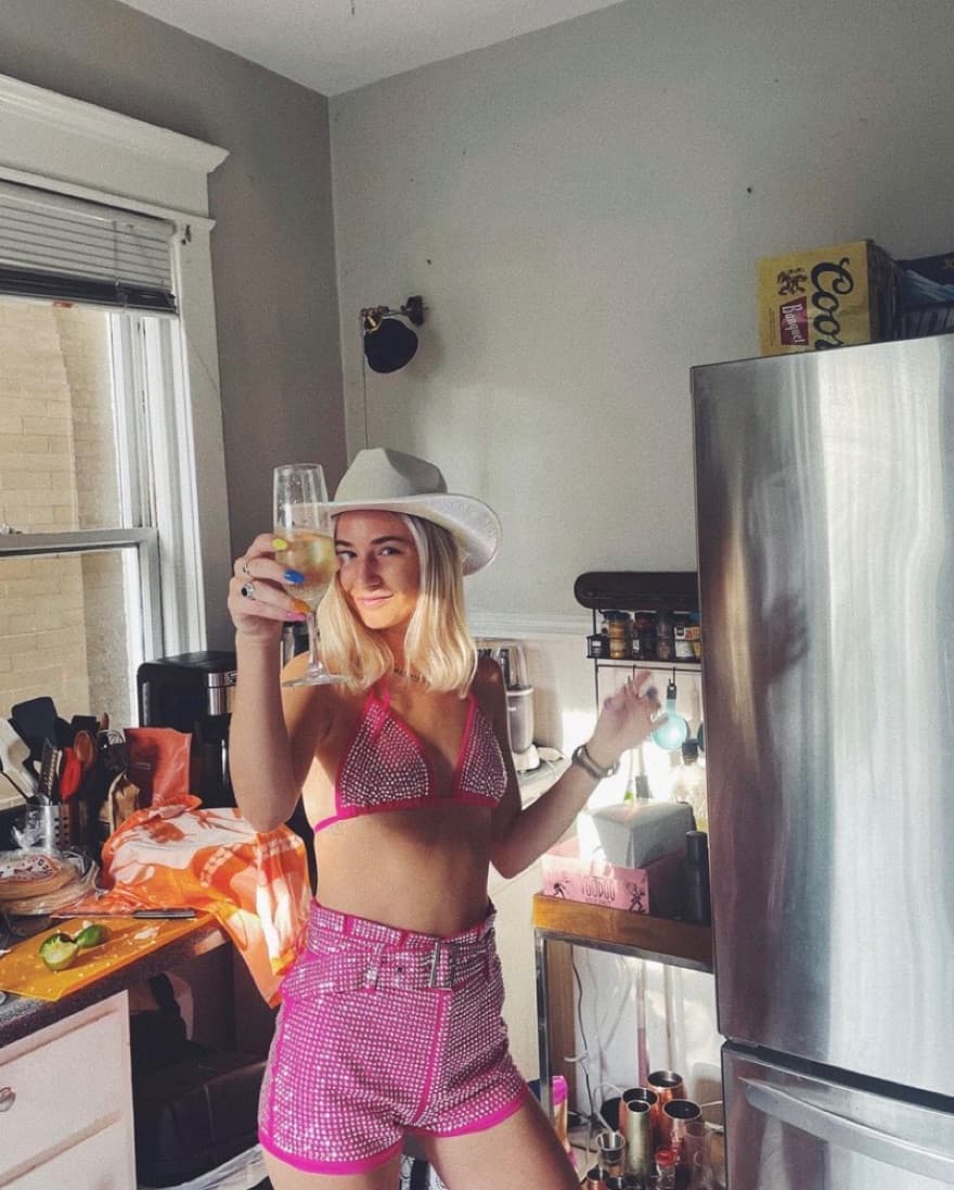 Pink sparkle two piece - space cow girl - Image 1