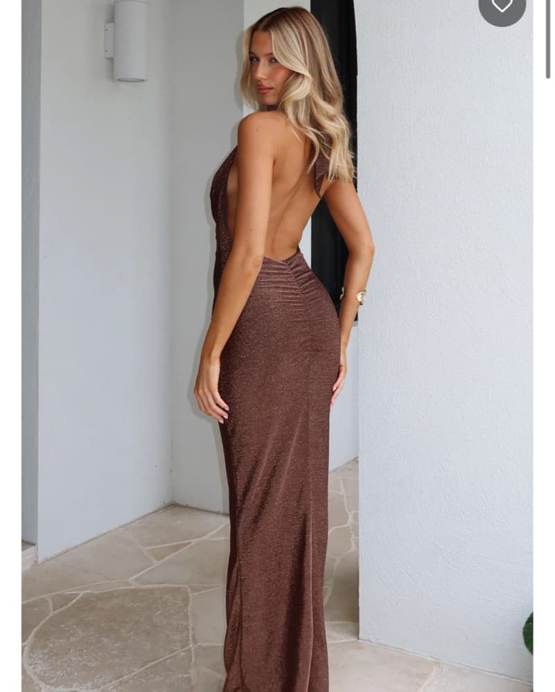 Whitefox Brown Sparkle Maxi Dress - Image 2
