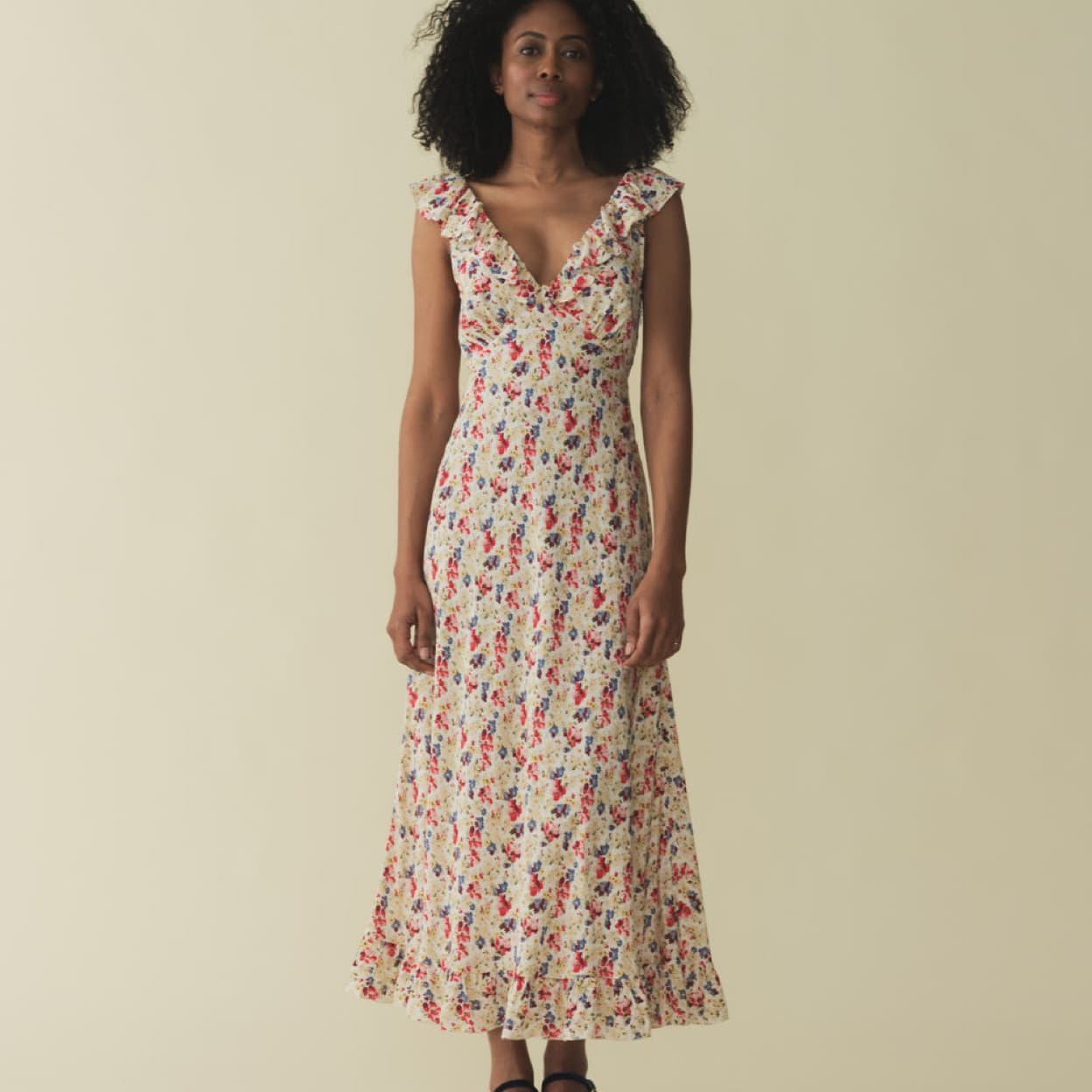 Doên Ruffle Floral Midi Dress - Image 5