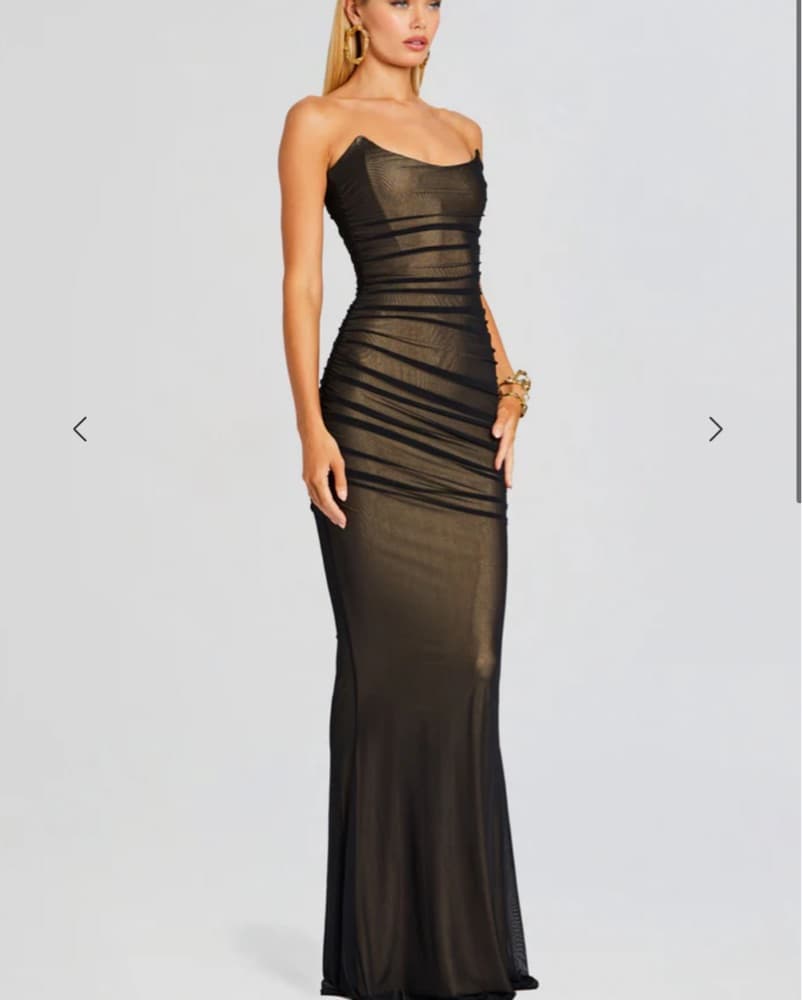 Retrofete Ruched Mesh Gown - Image 3